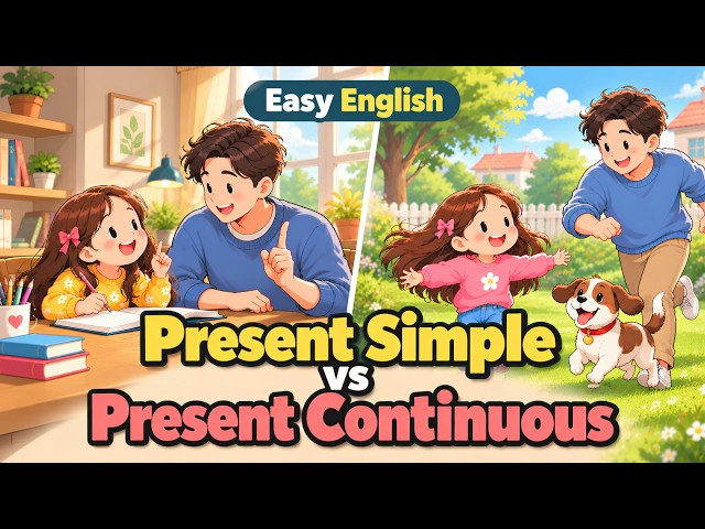 Learn Basic English Grammar | Present Simple vs Present Continuous for ESL Beginners 📚