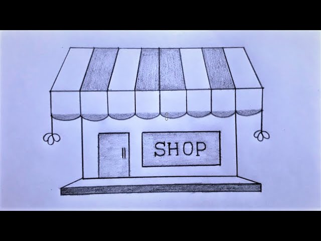How to Draw a Shop | Shopping Mal Drawing for Beginners | Pencil Drawing Tutorial