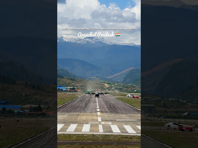 IAF’s Lockheed Martin C-130J Super Herculestaking off from Arunachal  #iaf #indianairforce #shorts