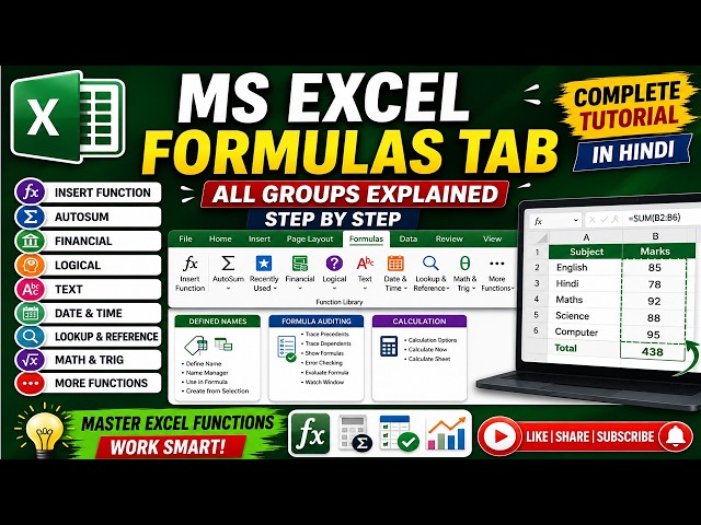 MS Excel Formulas Tab Full Tutorial | All Groups & Functions Explained