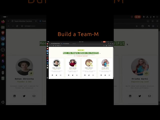 Team Member Cards in Pure CSS 🔥 #shorts #htmlcss #coding #design