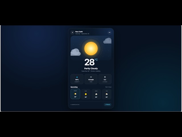 🌦️ I Built This Futuristic Weather Card with HTML, CSS & JavaScript