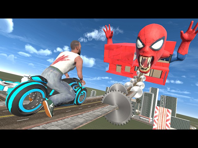 Franklin Bike Vs Dangerous Road To Spider Man House In Indian Bike Driving 3d
