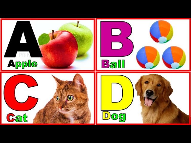 ABCD | Learn English Alphabets A to Z with pictures and videos A_for_Apple B_for_Ball@PRINIT1419