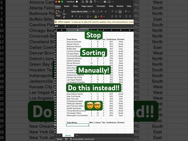 This Excel Trick Saves Hours of Work #sortby #shorts
