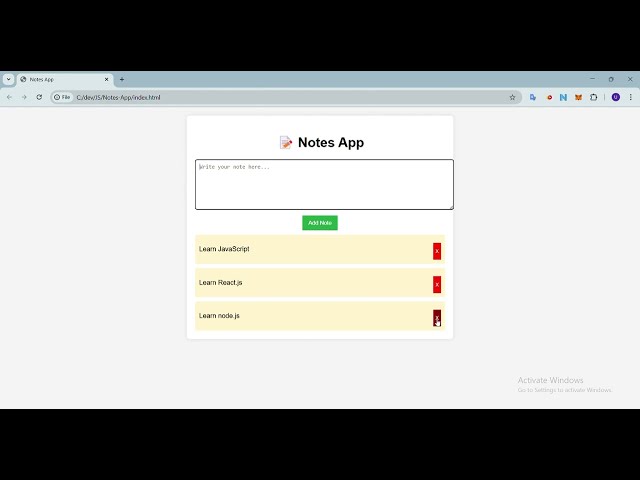 Build a Notes App with JavaScript with source code