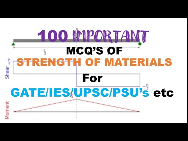 100 MCQ’S OF STRENGTH OF MATERIALS#solidmechanics #mechanicalengineering #gatemechanicalengineering