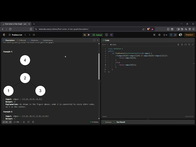LeetCode 1791 | Find Center of Star Graph | Easy | C++ Solution | Graph Interview Problem Explained