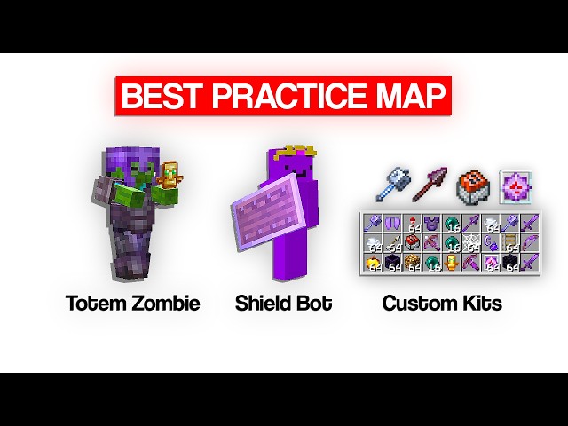 Best PVP Practice Map For Mace, Spear, Cart & Crystal PVP in Minecraft