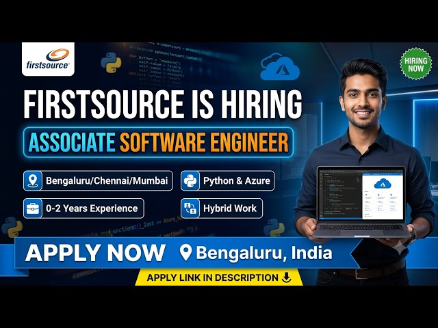 Firstsource Hiring Associate Software Engineer | Python, Azure #python #freshersjobs #pythonjobs