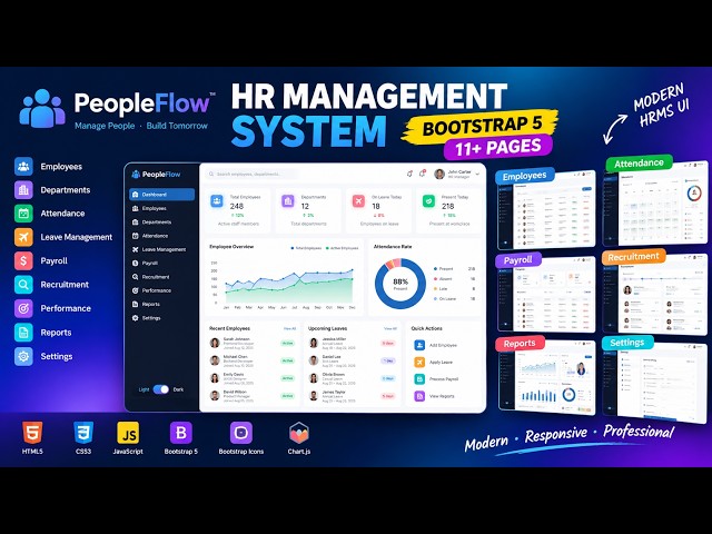 PeopleFlow HR Management Dashboard UI | Bootstrap 5 Admin Template | HRMS Dashboard 2026