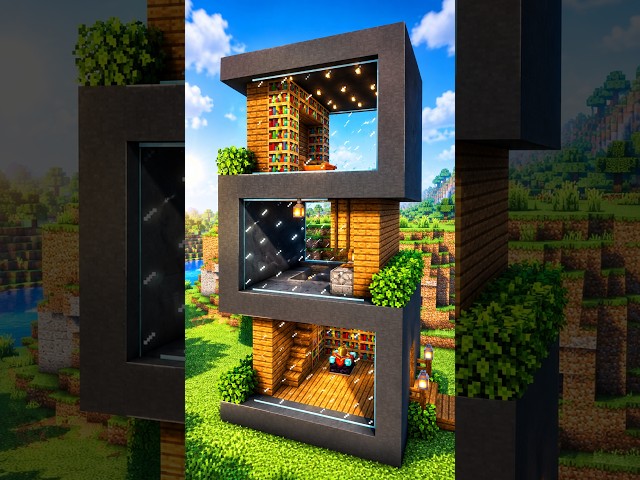EASY 3-Story Modern House in Minecraft! 🏠✨ #minecraft #minecrafthouse #minecraftstarterhouse