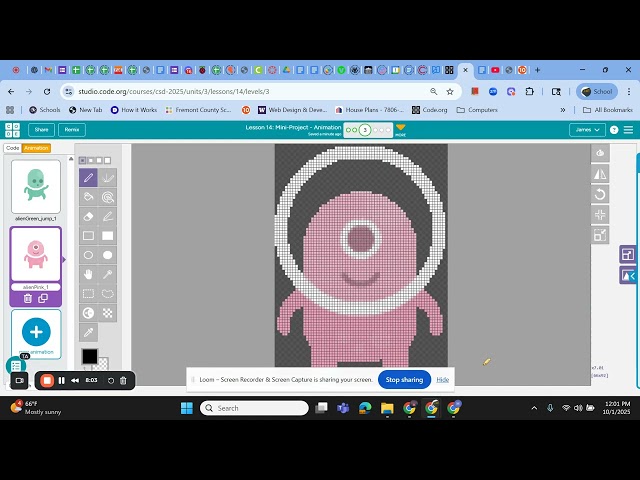Lesson 14  Mini Project   Animation #1   Interactive Animations and Games   Code org   1 October 202
