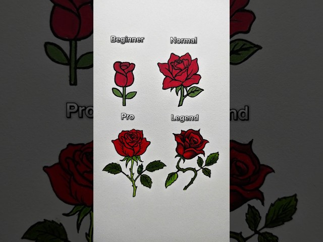 draw Rose in different lvl #drawing #tutorial #trending #shorts