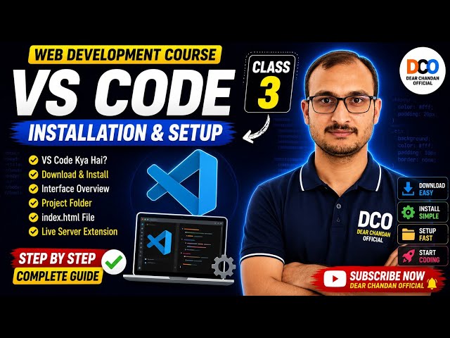 VS Code Install & Setup in Windows 11 | Download, Install & Run First HTML Program | Hindi Tutorial