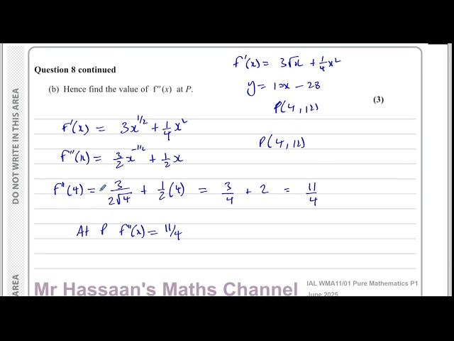 WMA11/01, (Edexcel), IAL, P1, June 2025, Q8, Differentiation, Integration