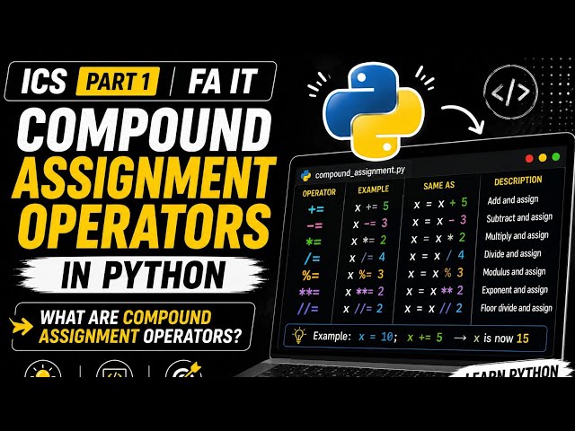  COMPOUND ASSIGNMENT  OPERATORS IN PYTHON ICS part 1 / FA it #python #1styearcomputer