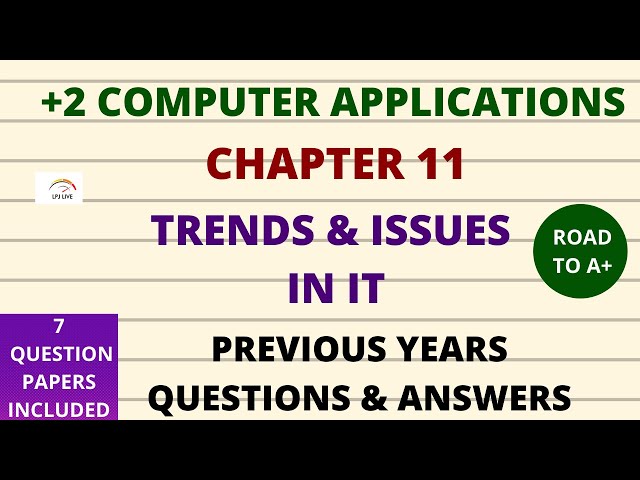 PLUS TWO COMPUTER APPLICATIONS|QUESTION PAPER & ANSWERS|CHAPTER 11|TRENDS AND ISSUES IN IT|IT