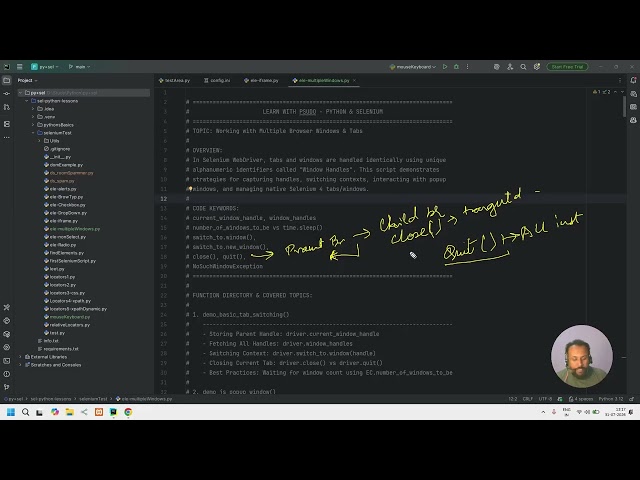 Topic 36: Window Handling & Switch Tabs | Learn Python Basics & Selenium from Scratch