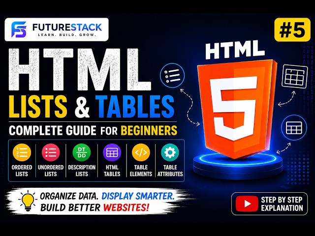HTML Tutorial for Beginners #5 | Ordered, Unordered, Description Lists & Tables | Hindi