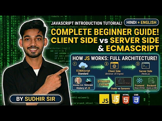 JavaScript Introduction Tutorial 🔥 | Client Side vs Server Side & ECMAScript Explained | Sudhir Sir