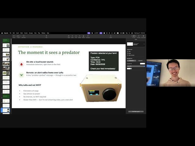 Vincent (Jiahua Zhou): Spotpredator, off-grid AI-powered early warning system for the farm predators