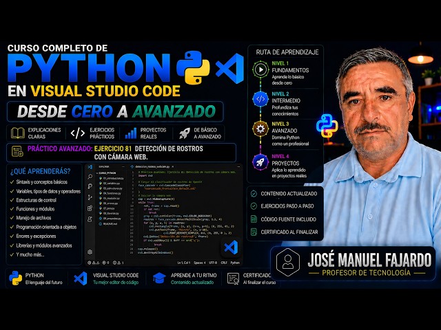 Python Ejercicio 81 Detección de rostros con cámara Web  Practico  avanzado