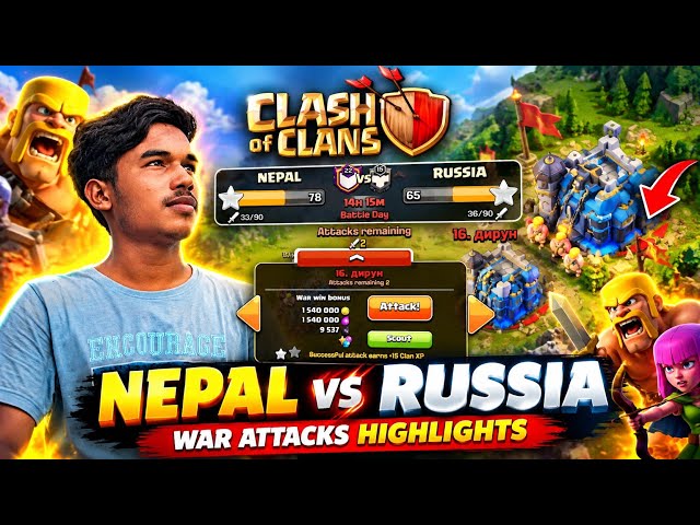Nepal vs Russia War Attack 🔥 | Clash of Clans War Highlights | Epic 3 Star Attacks