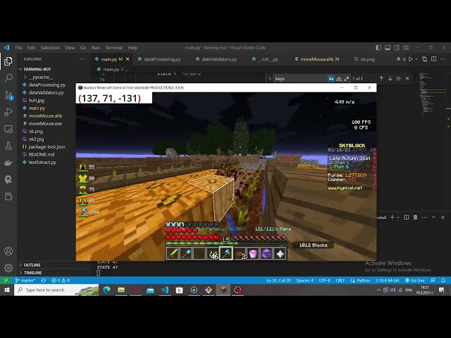Hypixel farming bot | Python, opencv, pyautogui
