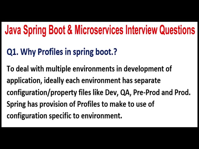 Java Spring Boot & Microservices Interview Questions | Q1. Why Profiles in spring boot?