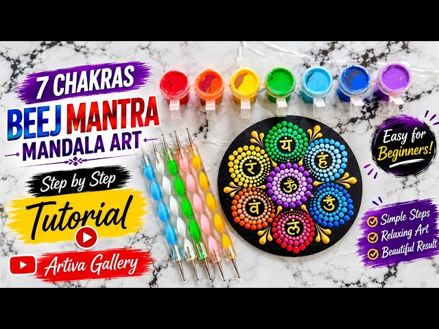 7 Chakras Beej Mantra Mandala Dot Art | 4-Inch Hand-Painted Tutorial | Step-by-Step