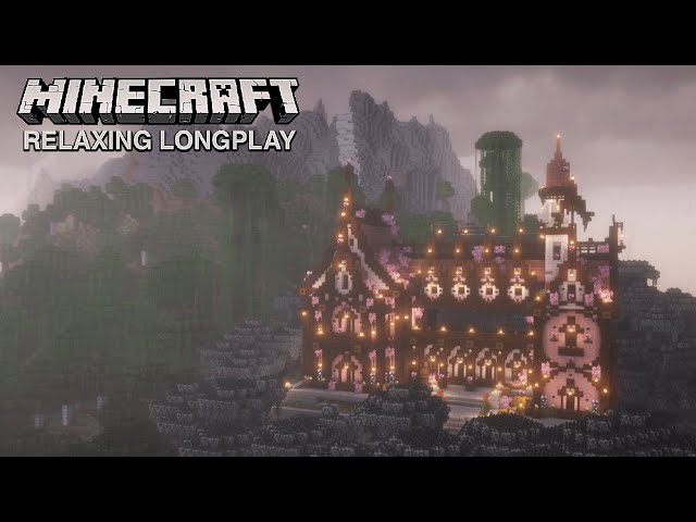 Minecraft Relaxing Longplay | Cherry Blossom Cottage House | Rainy Pale Garden | Part 1