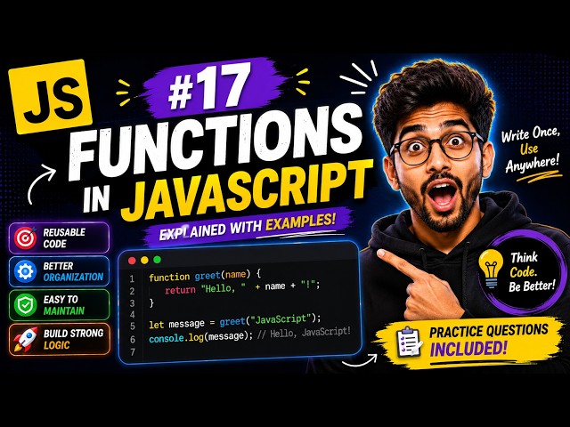 Functions in JavaScript Explained 🔥 | Parameters, Arguments & Return | JS #17