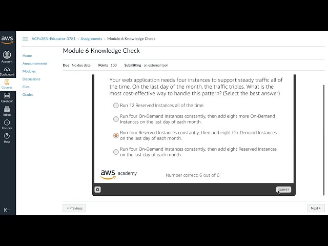 AWS Academy Cloud Foundation Module 6 Knowledge Check   2022 Version