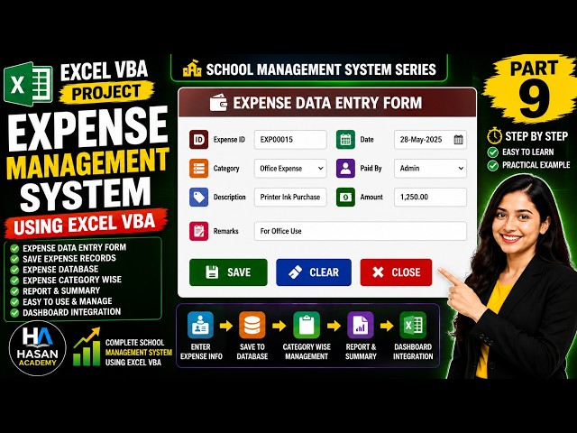 Expense Data Entry Form Using Excel VBA | Expense Management System | Part 9 | Bangla Tutorial