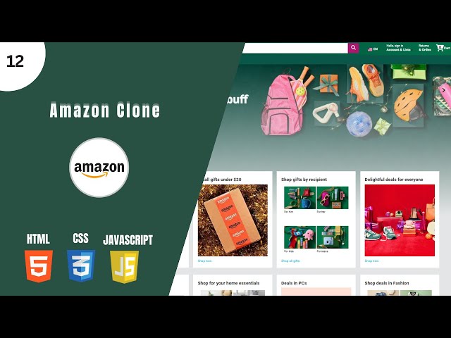 Amazon website clone using HTML CSS & JavaScript for beginners  | Part - 12 | e-commerce website