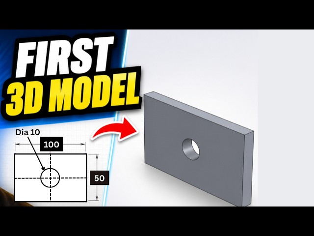SolidWorks: Turn 2D Sketch to 3D Model with Extrude Boss Base! Tutorial 2