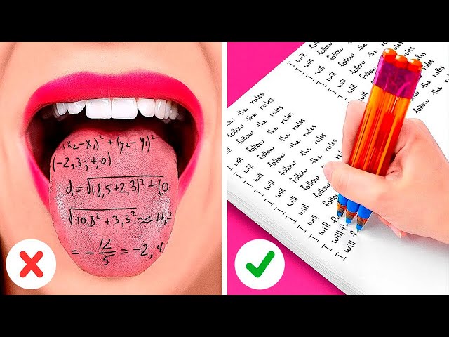 HOW TO CHEAT ON EXAMS | School Survival Hacks for Geniuses by 123GO! CHALLENGE