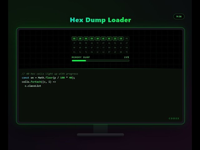 5 HACKER Loading Bars — Matrix, Terminal, Glitch, Hex, Stream | CSS + JS ($5)