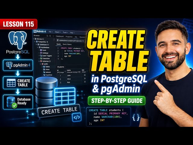 PostgreSQL CREATE TABLE Command Tutorial for Beginners | pgAdmin 4 & SQL Constraints