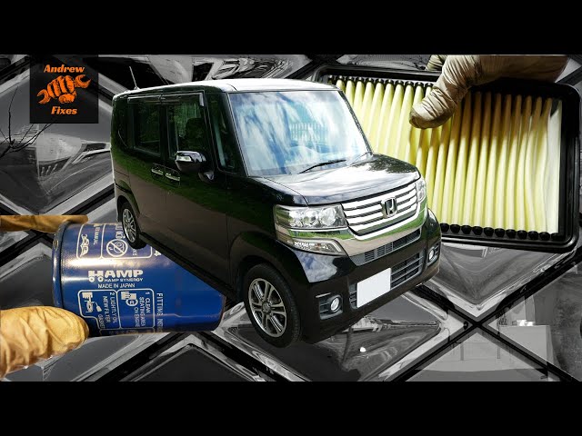 Honda N-Box Custom oil change, air filter replacement, coolant check