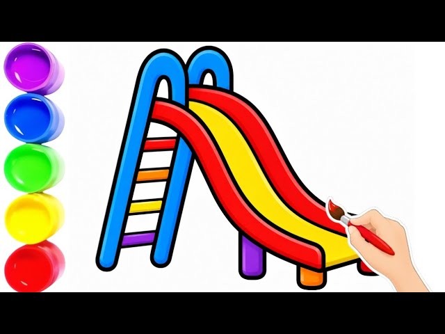 🛝✨ Slide Coloring for Kids || Learn Colors with Cute Slide Drawing | Easy Drawing for Children