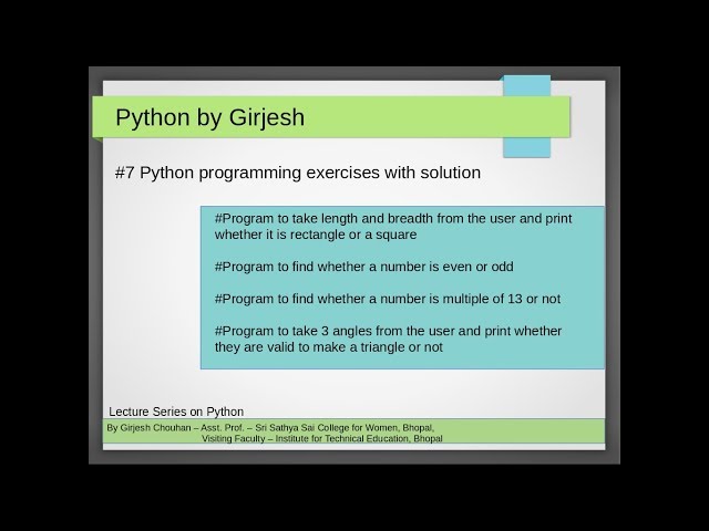 Q.29 to Q.32 Python - Solved Practice Exercises - Conditional Statement if-else