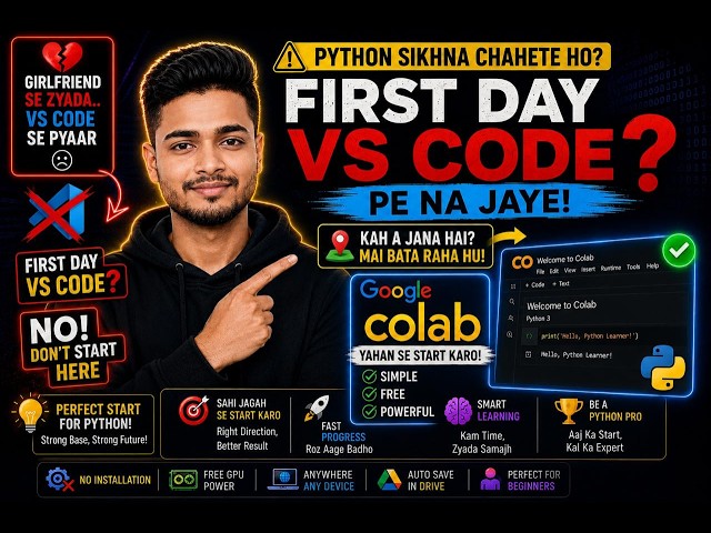 Python for Beginners #1k | Learn Python with Google Colab 🚀 #python #learnpythonprogramming #vscode
