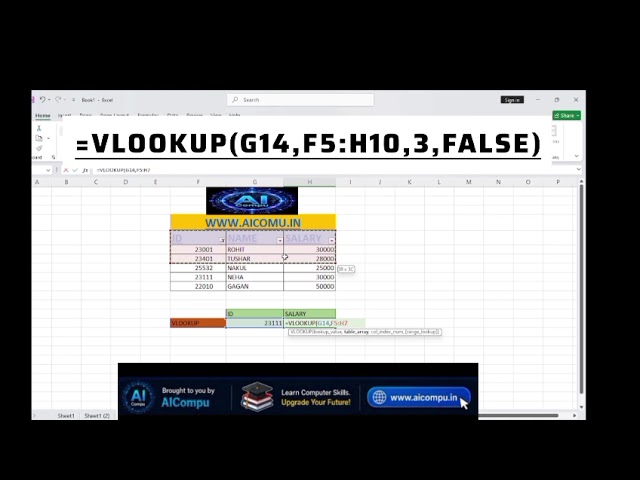 VLOOKUP Formula in Excel Bangla | Beginner থেকে Aicompu https://www.facebook.com/share/v/19LgqryJWa/