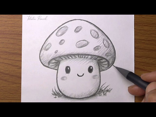 How to Draw a Cute Mushroom with Pencil Sketch | Easy Step by Step Tutorial