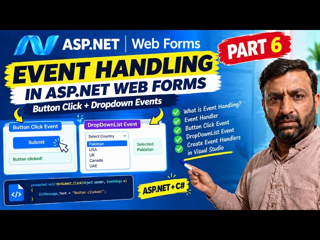 Event Handling in ASP.NET Web Forms | Create Button & DropDownList Event Handlers | Part 6
