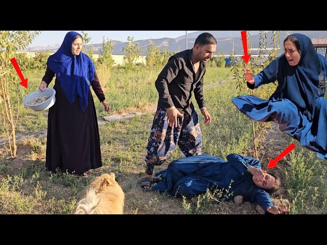 Controversial behavior of the second wife and the husband's angry reaction.