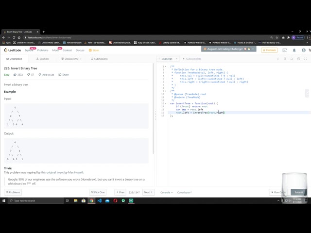 Leetcode Problems - Solving Invert Binary Tree