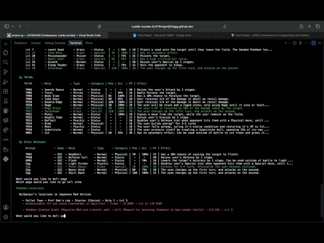 Final Project CS50P - Gen 1 Pokedex